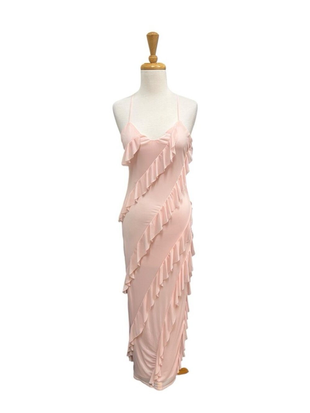 Sincerely Jules Pink Ruffle Maxi Dress Size M Medium